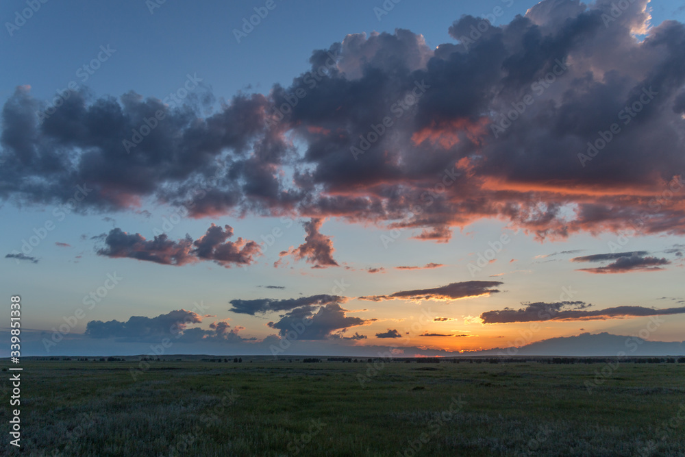 Fototapeta premium Sunset in the Arkaim, South Ural, Chelyabinsk region, Russia