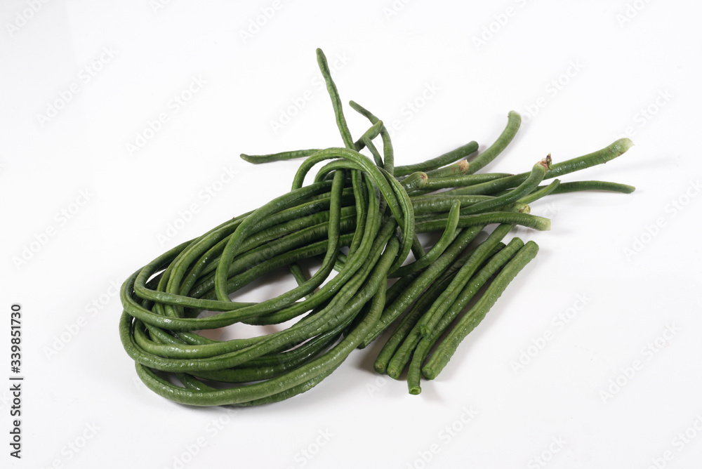 Yard long bean isolated on the white background. Yard long bean isolated on the white background.