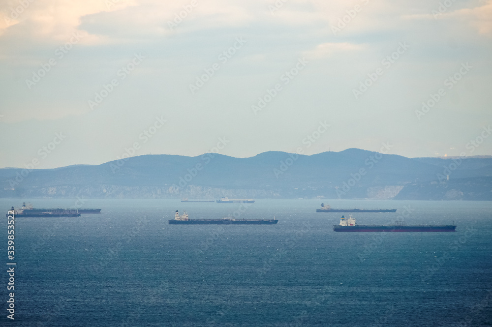 Cargo ships in the sea of Slovenia