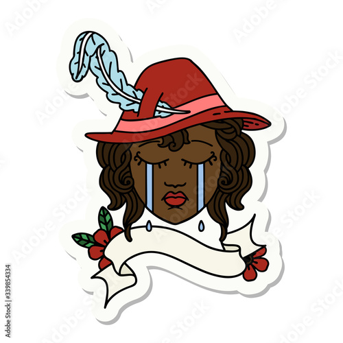 human bard character face sticker