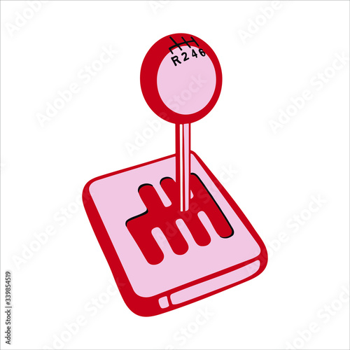Vector illustration of a gearbox. Car gear lever elements for design hand drawn.