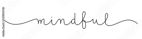 MINDFUL black vector monoline calligraphy banner with swashes