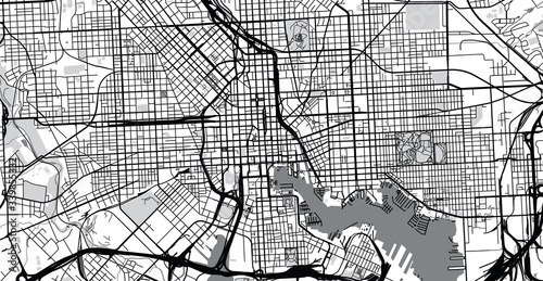 Urban vector city map of Balitmore, Maryland, United States of America
