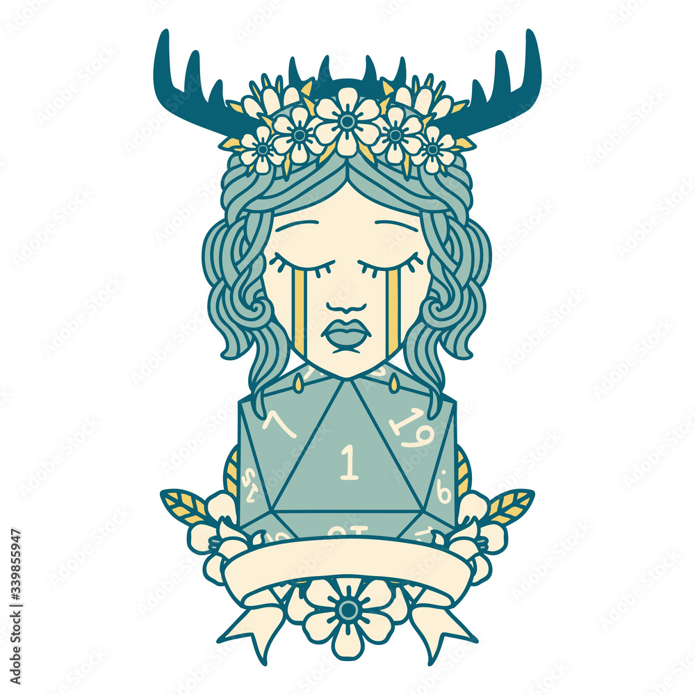 crying human druid with natural one roll illustration crying human druid with natural one roll illustration