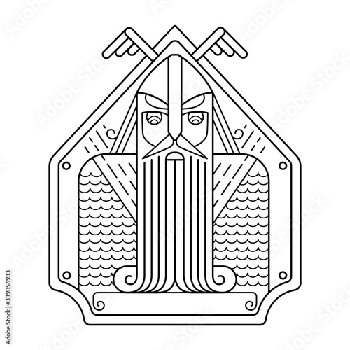 Sketch of a man in chain mail and beard.