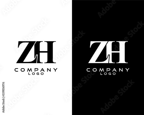 ZH, HZ company linked letter modern letter logo black and white color vector for business and company photo