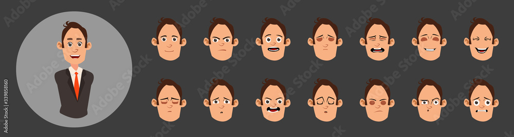 man flat avatars emotions set with smiling face.Mouth expression set for animation. Lip sync collection for character animation man flat avatars emotions set with smiling face.Mouth expression set for animation. Lip sync collection for character animation