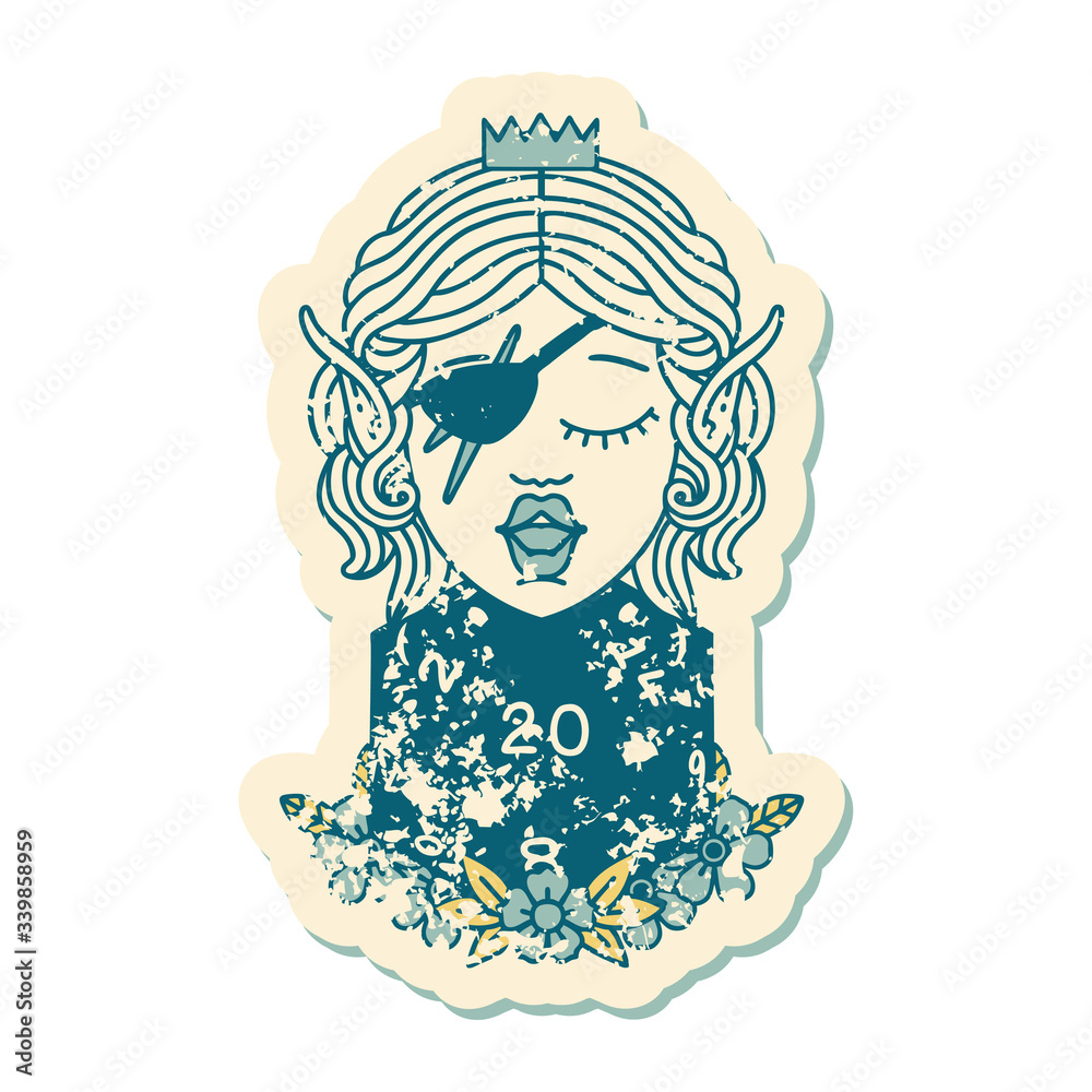 elf rogue character with natural twenty dice roll illustration elf rogue character with natural twenty dice roll illustration