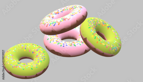 pink and green donuts