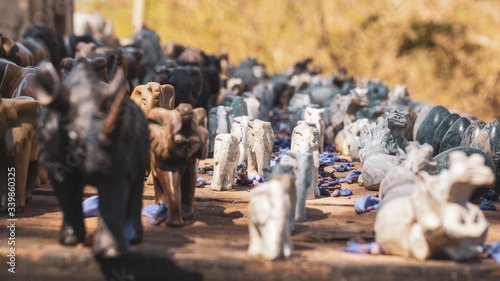 Photography wooden carved animals in eSwatini