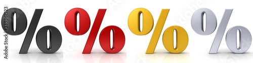 percent sign percentage symbol interest rate icon percentile black red gold silver 3d render