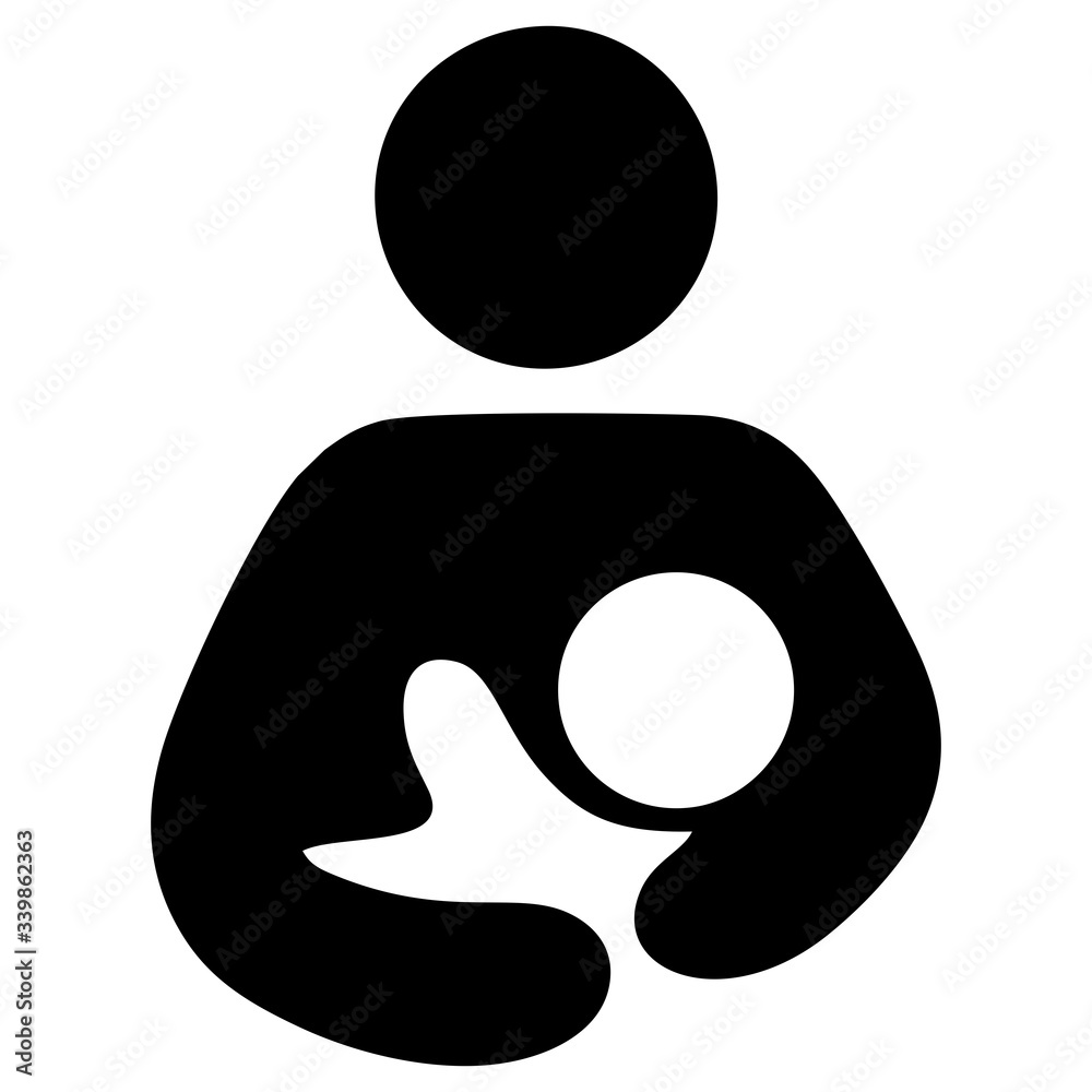 breastfeeding icon silhouette on white background breastfeeding icon silhouette on white background