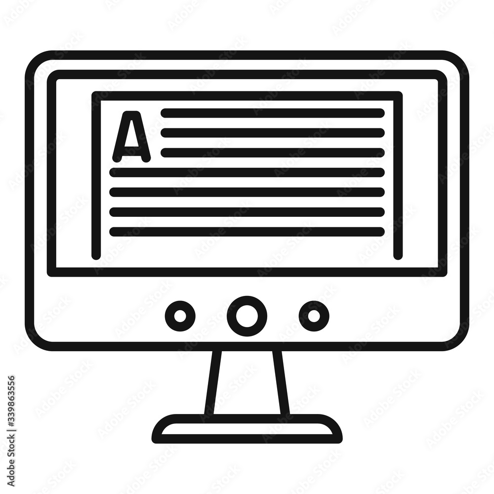 Online computer lesson icon. Outline online computer lesson vector icon for web design isolated on white background