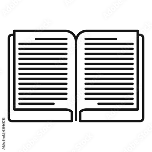 Open book icon. Outline open book vector icon for web design isolated on white background