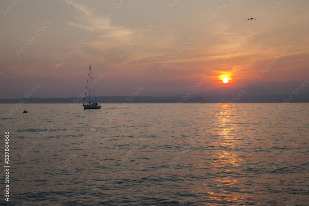 A beautiful sunset on Garda lake