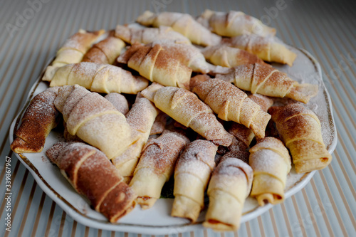 Delicious croissants with cinnamon sprinkling © scarlett