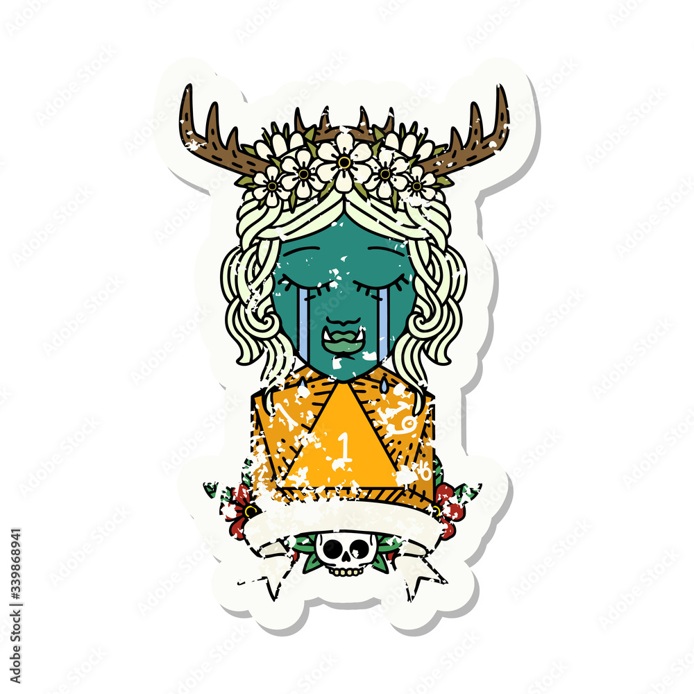 crying orc druid character with natural one roll illustration crying orc druid character with natural one roll illustration