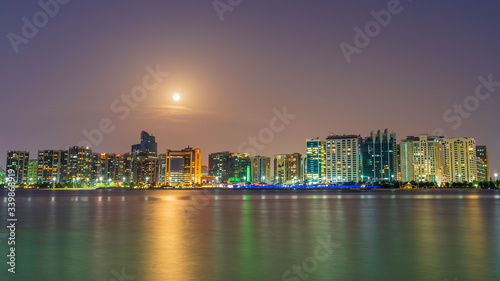 abu dhabi city skyline at night