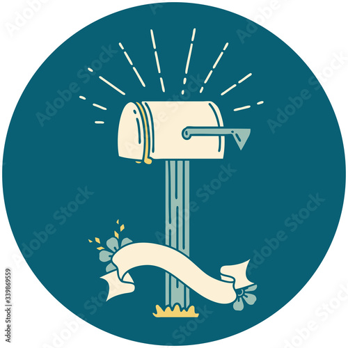 icon of tattoo style closed mailbox