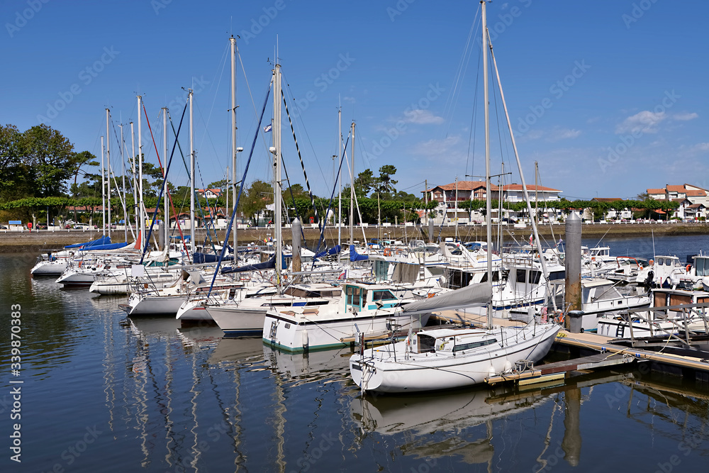 Marina of Capbreton, a commune in the Landes department in Nouvelle-Aquitaine in southwestern France.