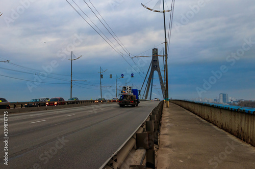 North bridge (Moscow bridge) across the Dnieper river in Kiev, Ukraine © olyasolodenko