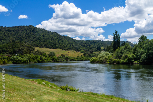 Waikato River flows through Ngaruawahai, Waikato, New Zealand