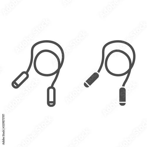 Jump rope line and solid icon. Exercise rope illustration isolated on white. Skipping rope outline style design, designed for web and app. Eps 10.