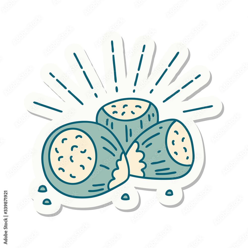 sticker of tattoo style hazelnuts sticker of tattoo style hazelnuts