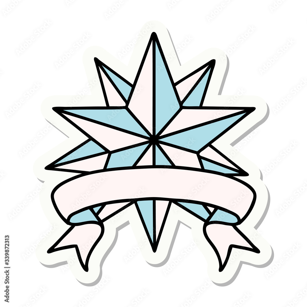 Obraz premium tattoo sticker with banner of a star
