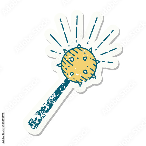 grunge sticker of tattoo style medieval mace