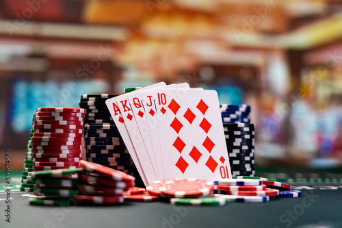 фотографія Poker royal flush with casino chips