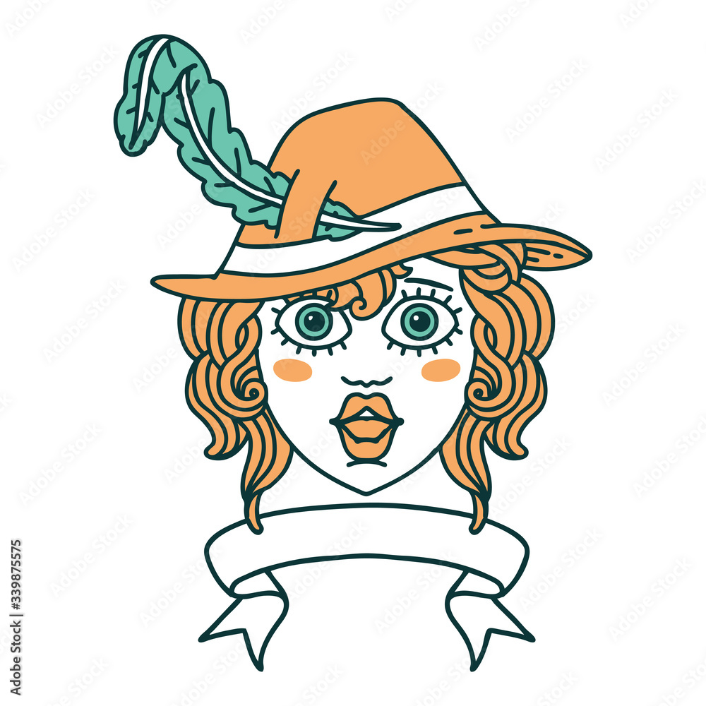 human bard character with banner illustration