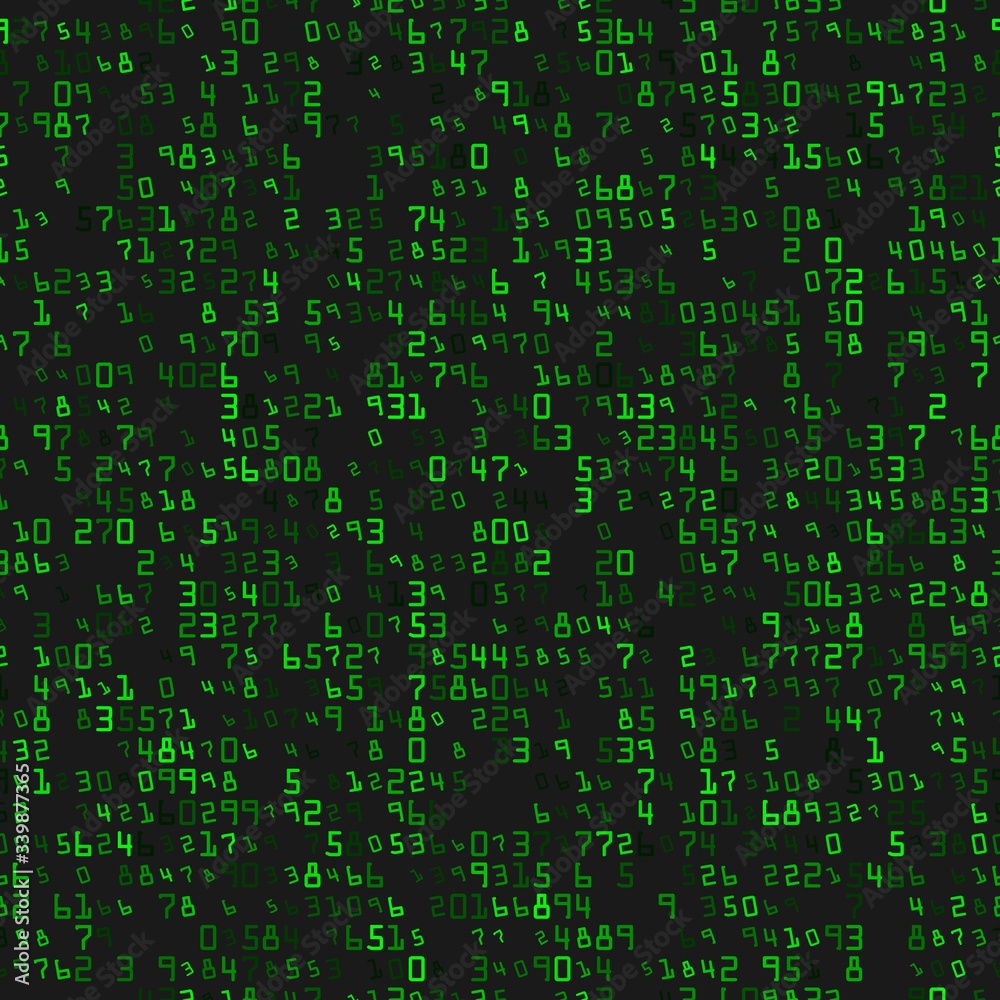 Modern background with green numbers on a black background Modern background with green numbers on a black background