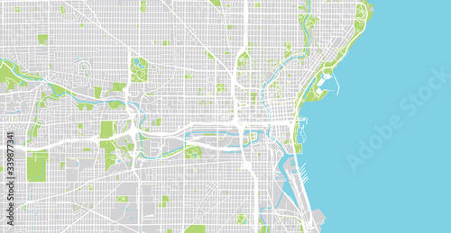 Urban vector city map of Milwaukee, Wisconsin, United States of America