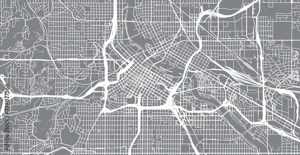 Fototapeta premium Urban vector city map of Minneapolis, Minnesota, United States of America