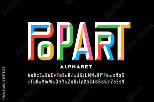 Pop art style font design, alphabet letters and numbers