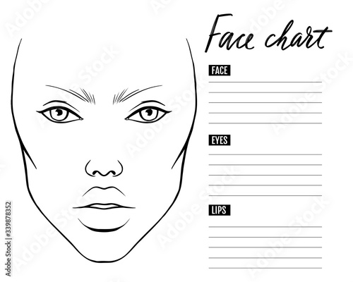 Face chart Blank. Makeup Artist Vector template.
