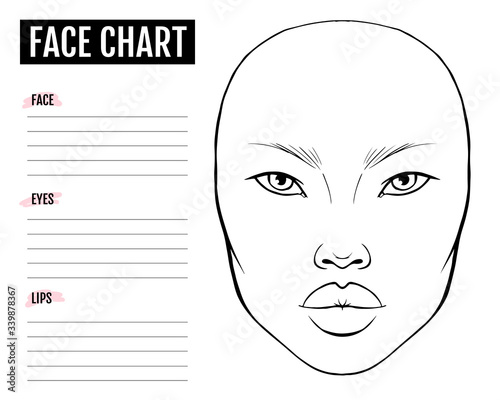 Face chart Blank. Makeup Artist Vector template.