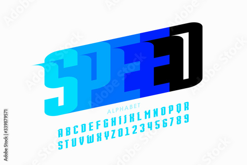 Speed sport style font design, alphabet letters and numbers