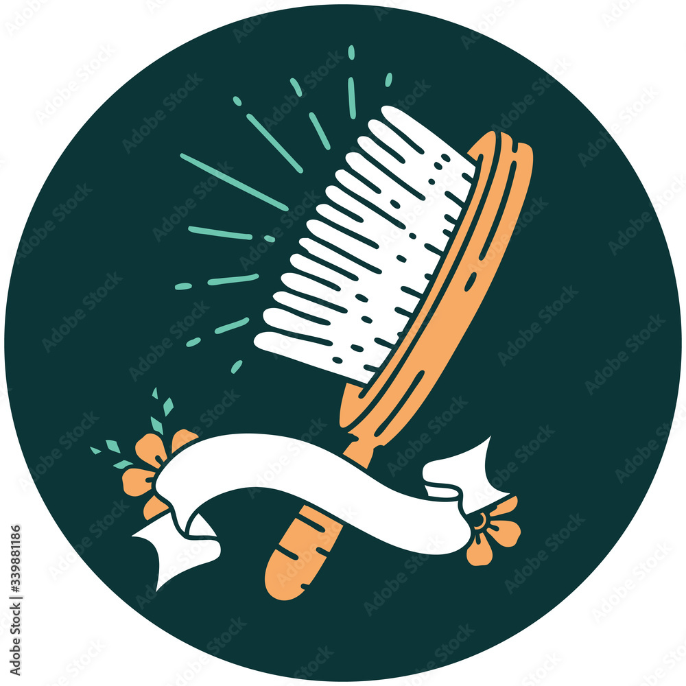 icon of tattoo style hairbrush icon of tattoo style hairbrush