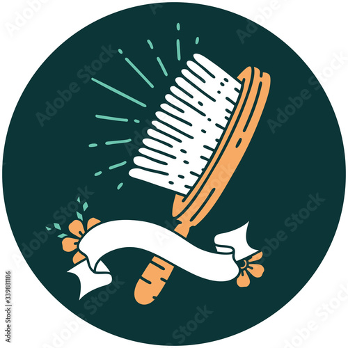 icon of tattoo style hairbrush