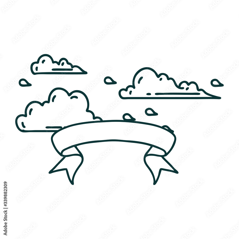 banner with tattoo style floating clouds banner with tattoo style floating clouds