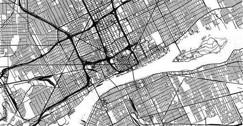 Urban vector city map of Detroit, Michigan, United States of America