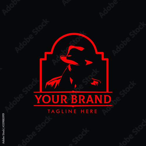 MAFIA LOGO emblems with character abstract silhouette men heads in hats. Trendy design elements for labels, logos, badges. Vintage vector illustration