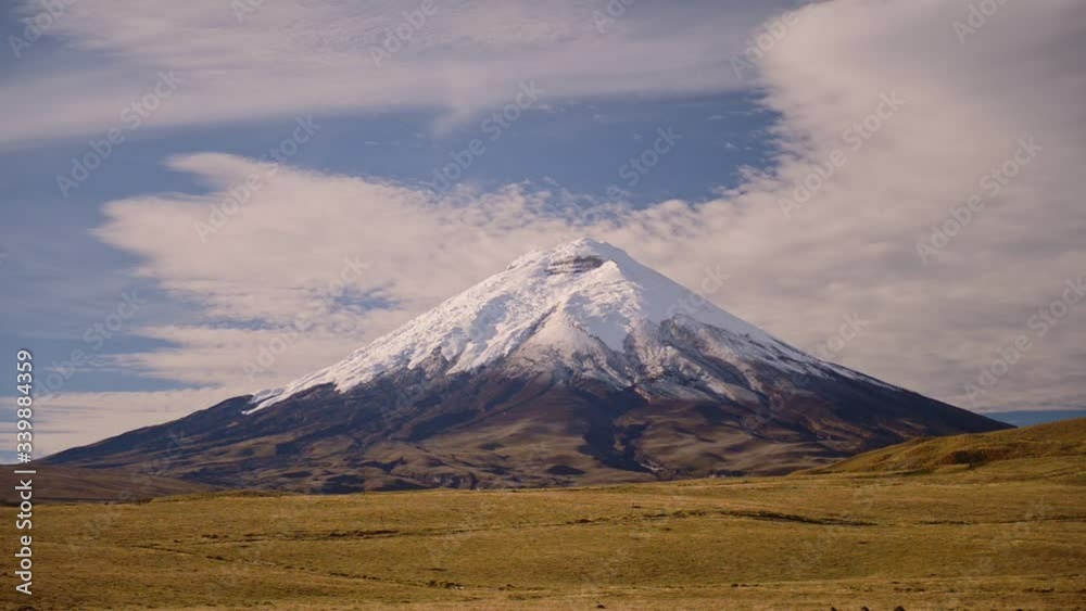 Landscape view of Cotopaxi volcano with snow capped peak, Ecuador Landscape view of Cotopaxi volcano with snow capped peak, Ecuador