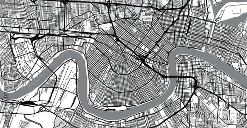 Urban vector city map of New Orleans, Louisiana, United States of America