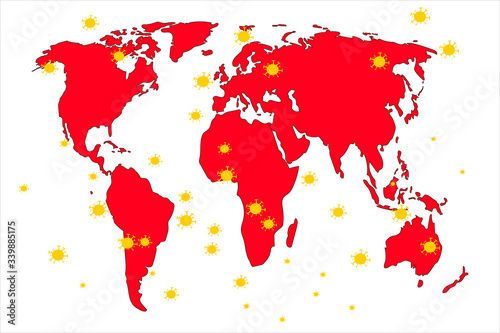 Fototapeta Naklejka Na Ścianę i Meble -  The coronavirus has spread all over the planet. Vector illustration.