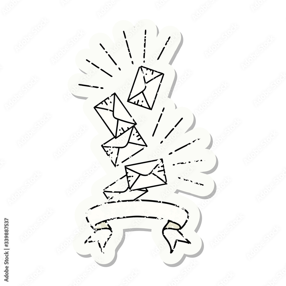 grunge sticker of tattoo style falling letters grunge sticker of tattoo style falling letters