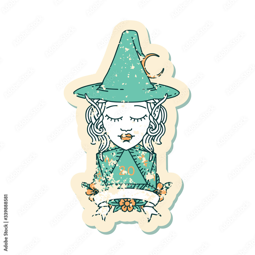 elf mage character with natural twenty dice roll illustration elf mage character with natural twenty dice roll illustration
