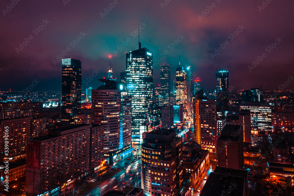 Obraz premium Warszawa nocą